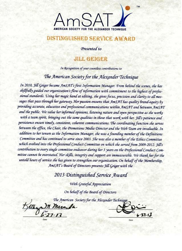 Distinguished Service Award 2013